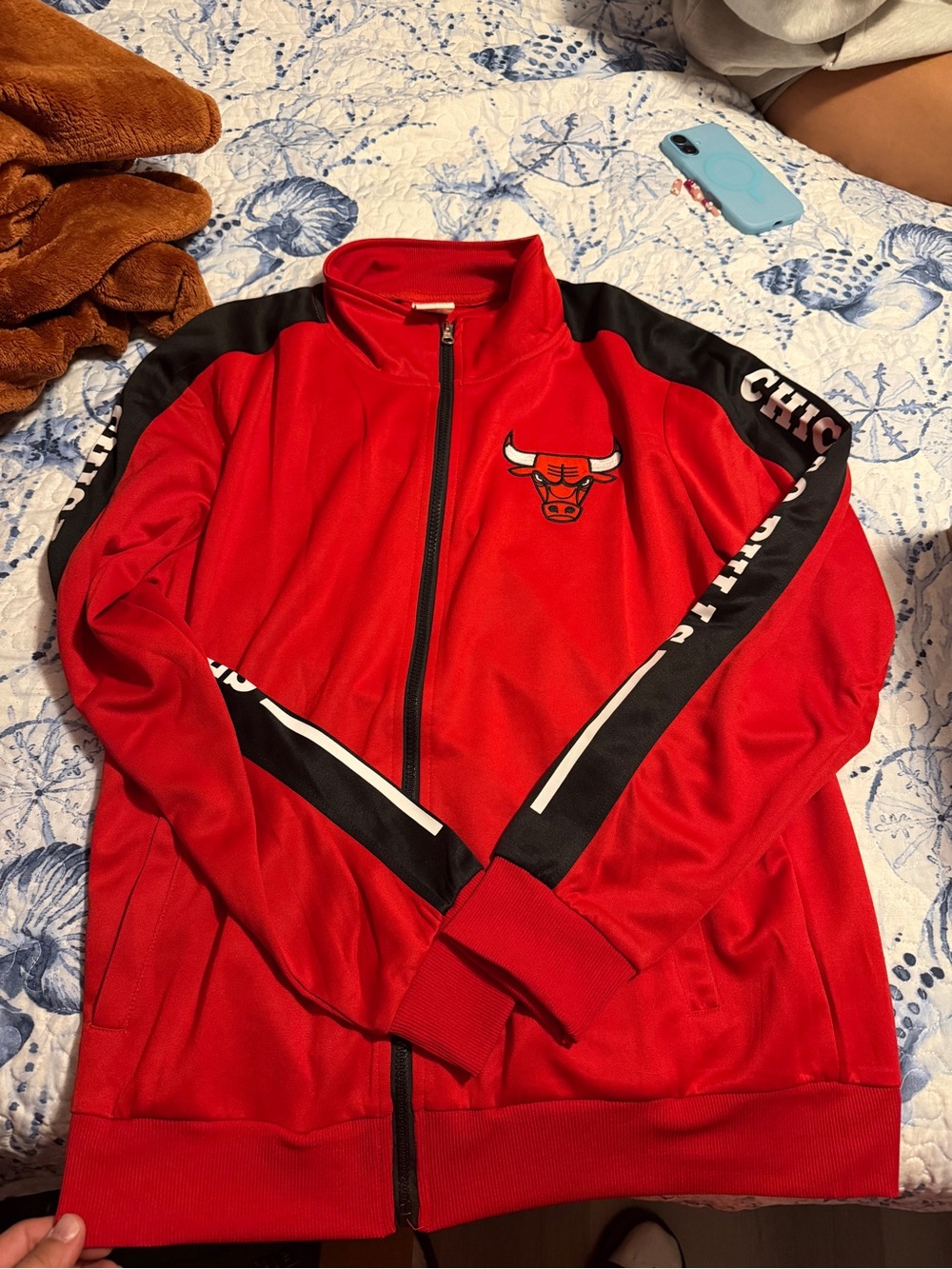 Chicago Bulls Red Track Jacket with Black Accents